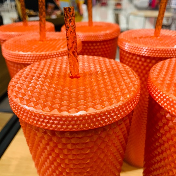 Starbucks Halloween Orange Studded Cup Pearlized Bling Tumbler 24oz Venti New - Picture 5 of 14